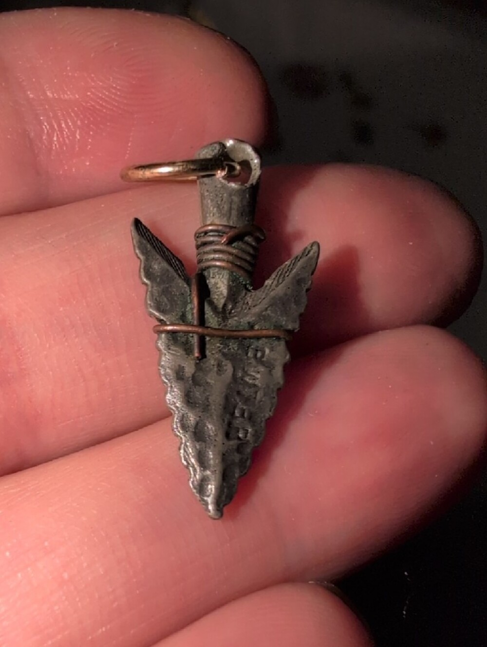 ❤️‍🔥10/$10❤️‍🔥 Arrowhead Charm Pendant in Dark Silver with Copper Wrap - Picture 3 of 6